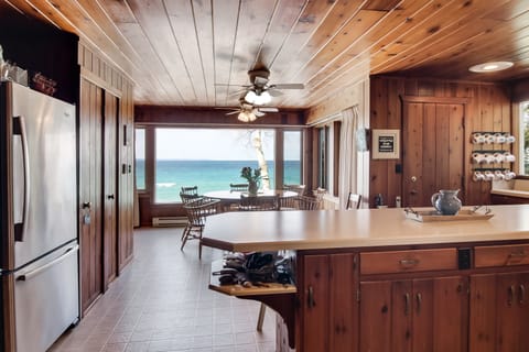 Preparing meals with this view of the Manitou Islands.