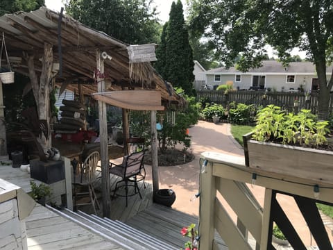 View from the deck overlooking the tiki bar