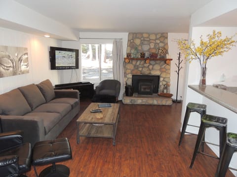 Living room and fire place, flat screen tv