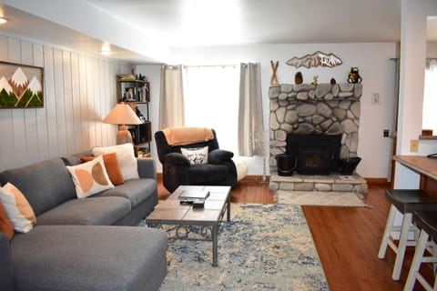 Living area with fire place