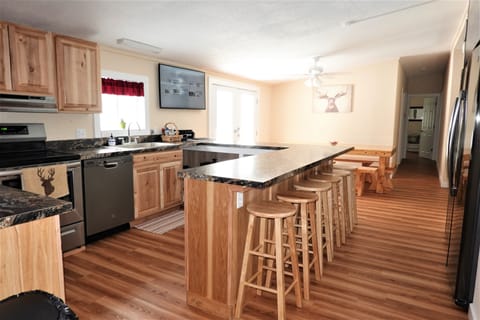 open kitchen and dining room layout