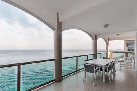 The balcony has a lot of areas to sit and watch spectacular sunsets.