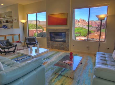 Living room with outstanding view of the red rocks.