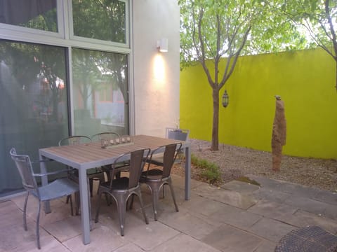 One of two outdoor dining areas.