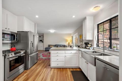 Kitchen looking towards den.