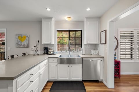 Kitchen overlooking back patio