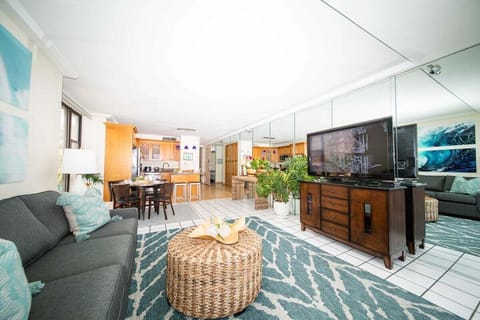 Relax in the inviting living room, complete with a comfortable sleeper sofa