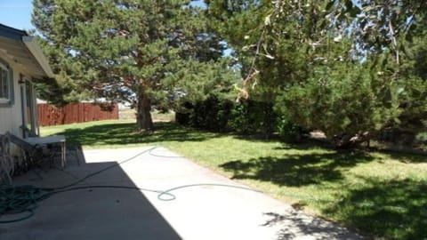 LARGE SHADED BACKYARD WITH PATIO AND GAS BARBECUE GRILL FOR YOUR ENJOYMENT!