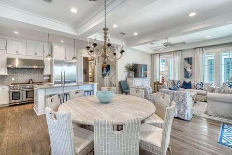 Open floor concept view of Dining, Living Room and Kitchen