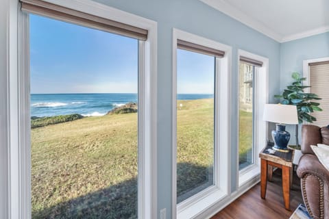 Living area with oceanfront views