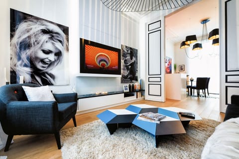 Living Room with High-Quality Convertible Bed