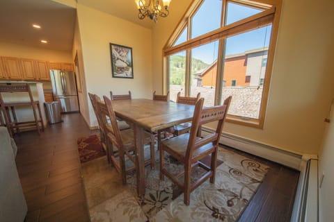 Formal dining area with a view