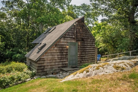 View of Cottage front, main door, 3 skylights.