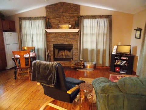 Living space with working fireplace.