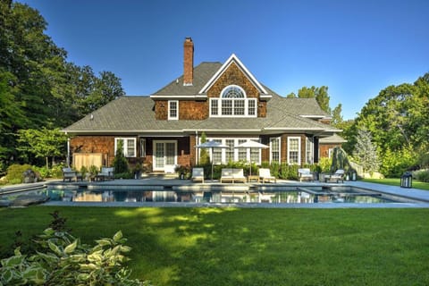 Heated saltwater pool at our luxury North Fork estate in Southold
