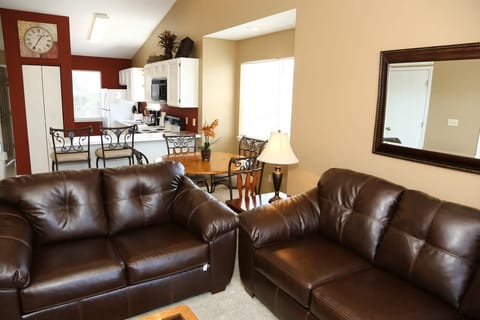 Living room offers plenty of seating.