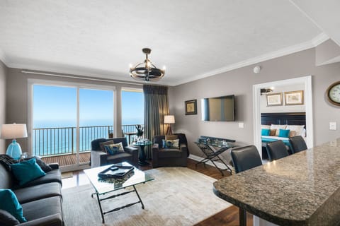 Living area with sliding glass doors onto the 9x29 foot balcony.  