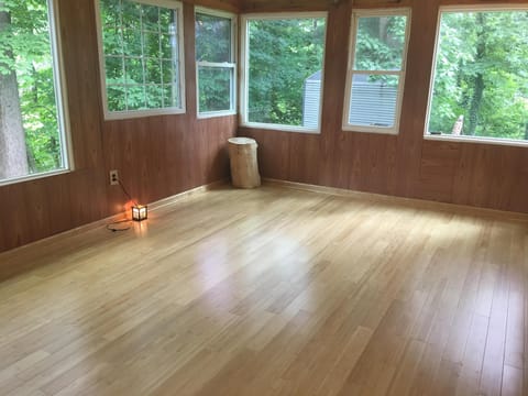 Bamboo Floor Yoga/Dance Studio built in 2018.  400 sq ft with forest views