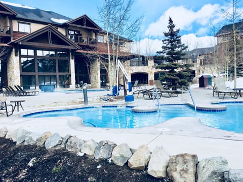 one of many outdoor pools