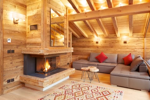 Lounge & Fireplace - ski chalet Marmotte Mountain Petit Zenith - Argentiere