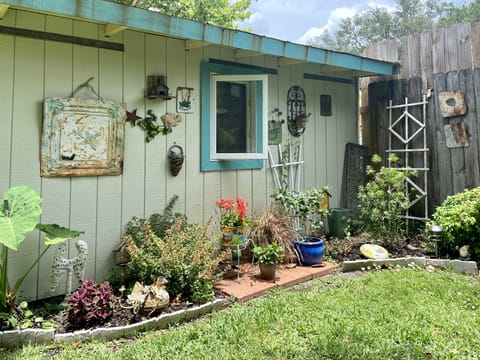Backyard with pergola and “She Shed”
