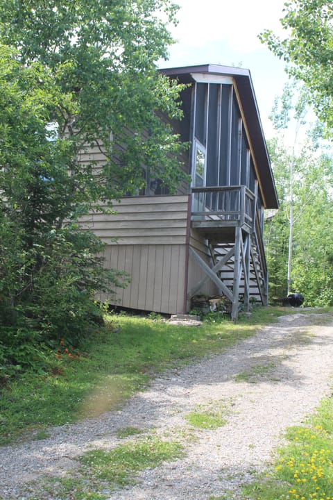 North face of cabin and parking area; LARGE screened-in porch