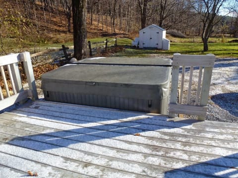 Hot tub is just off the deck and fits 8!