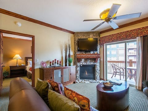 Living Room with Fireplace & Balcony 