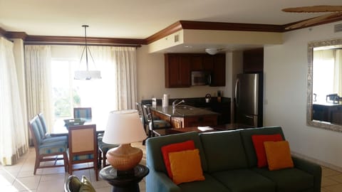 Spacious living room/dining room/kitchen