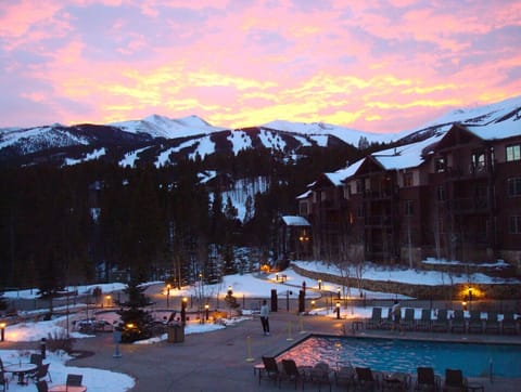 Backside of the resort with pools and hot tubs