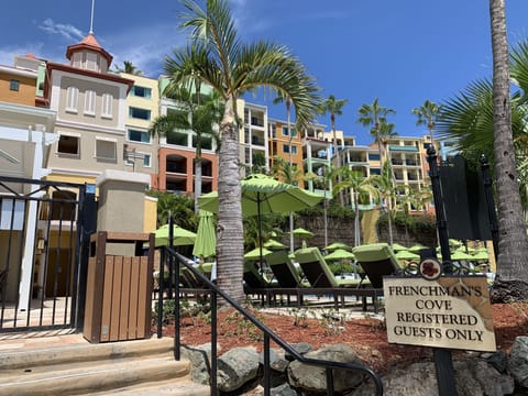 Resort entrance from beach