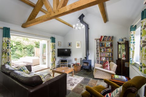 Lounge area with woodburner