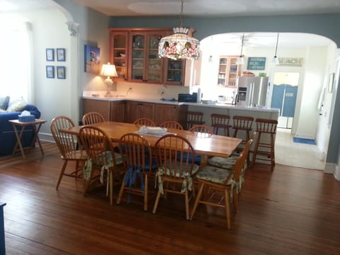 Large dining room centrally located within the floor plan, seating for all!