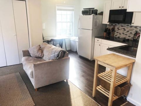 Kitchen - full size fridge, cook top, toaster oven, toaster, coffee machine