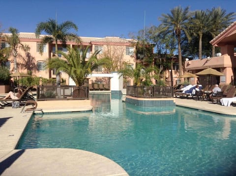 Temperature-controlled refreshing pool, whirlpool spa, relaxing lounges on deck
