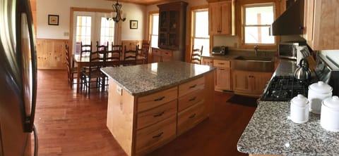 Kitchen with center island and dining area