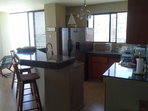 View of the kitchen from the front door 
