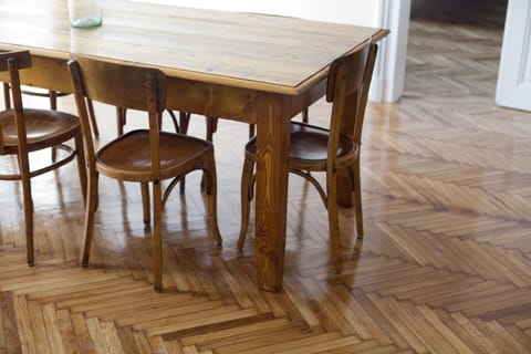 big wooden dining table