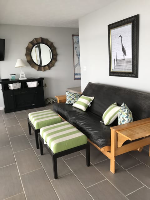 Beach level living area with full bath and pull out bed