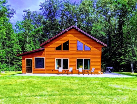 Front of the cabin, largely kept yard.