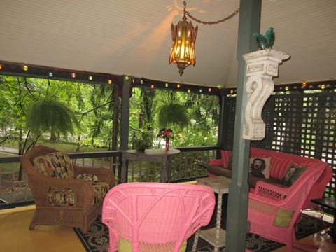 Large wrap around porch....View of the Campmeeting gardens .....lots of privacy!