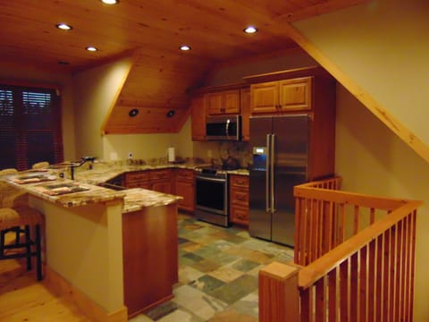 Granite countertop for dining with heated kitchen floors