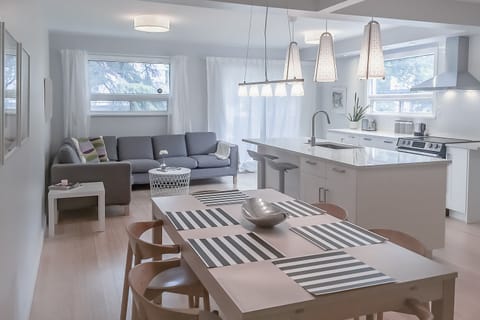 Open plan kitchen, dining and living area