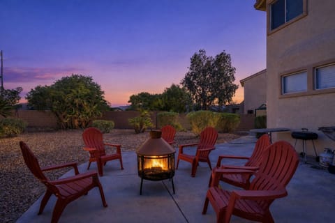 Unwind by the fire at sunset—perfect for relaxing evenings and conversation.
