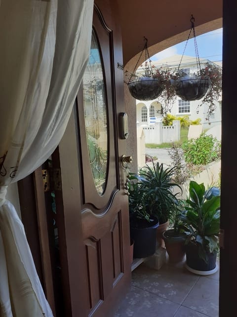 A view from the front door, inside looking out.