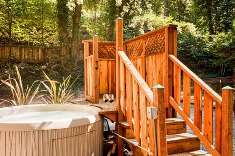Steps for easy in and out of this hot tub