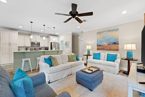 A great place to relax - enjoy the game or a movie together.  Queen sleeper