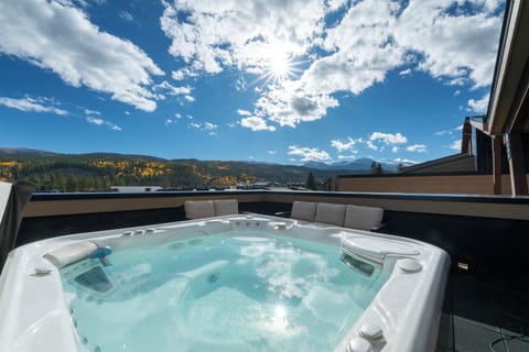 Rooftop Deck - Rooftop deck with amazing views private hot tub, lounge style seating, and patio dining set