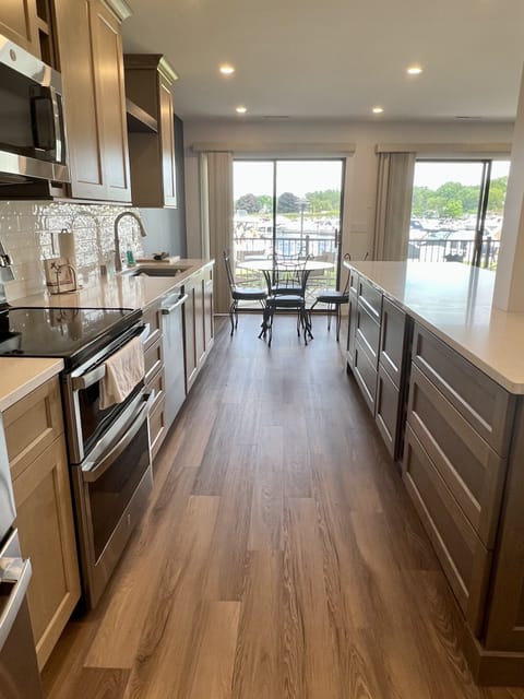 11 foot island in kitchen with a view