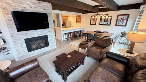 Gas fireplace in living area
